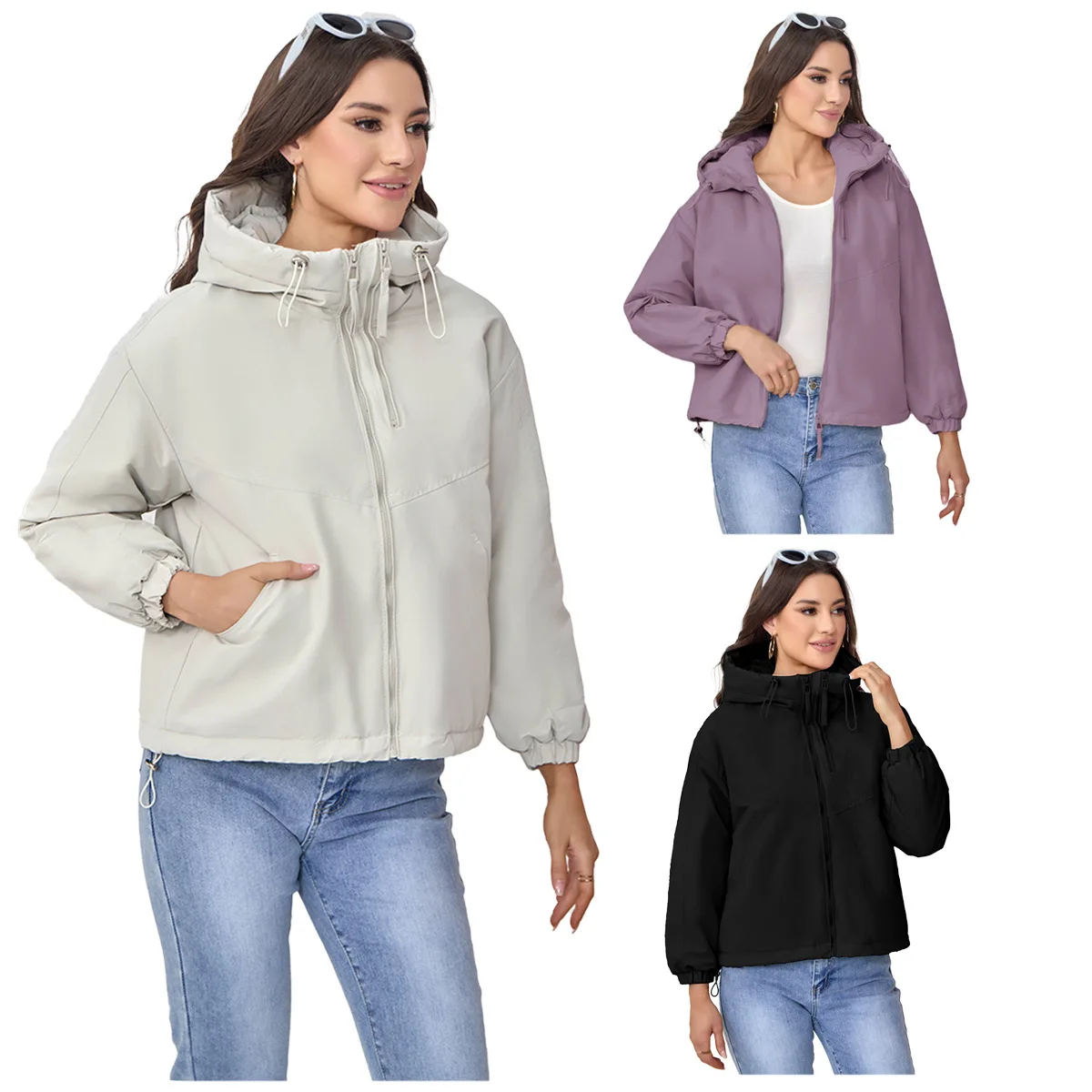 

Women's Thickened Cotton Jacket Hooded Outdoor Windbreaker Coat Winter Warm Fluffy Outerwear Fashionable Plus Size Clothes