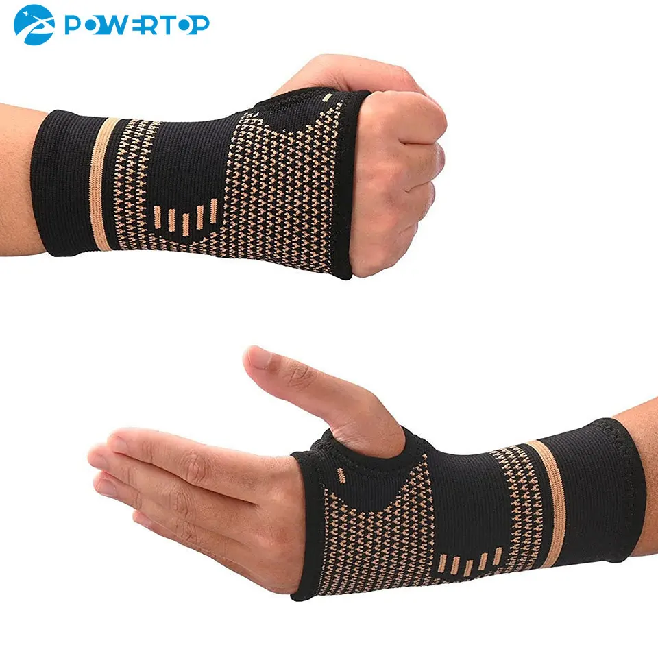 1Pcs Copper Professional Wristband Sports Compression Wrist Guard Arthritis Brace Sleeve Support Elastic Palm Hand Glove