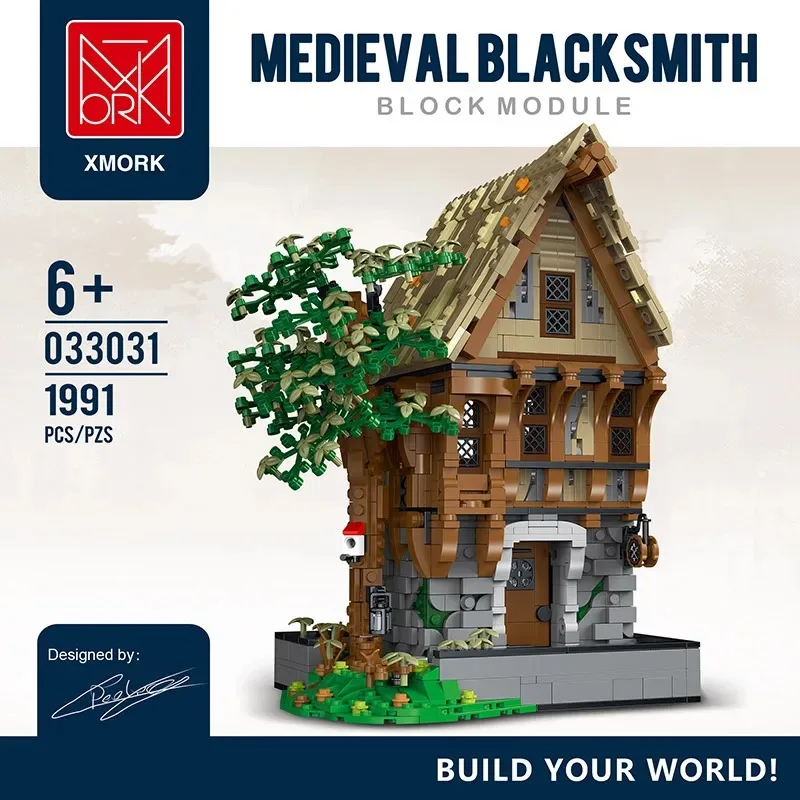 Creative Expert Modular Buildings MOC XMORK 033031 Medieval BlackSmith Model 1991PCS Building Blocks Brick Puzzle Toys for Gift