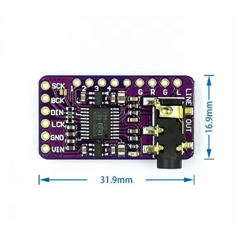 GY-PCM5102 Digital Audio Module,PCM5102A I2S Decoder Board Compatible with Raspberry Pi,Supports PHAT Format I2S Audio Playback view 5