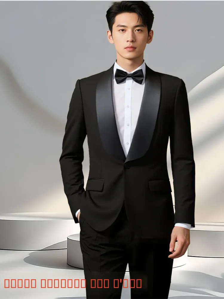 パフォーマンススーツ男性の結婚式のお祝いホスト衣装大人のフォーマルウェア伝統的な中国服若者の秋のファッション