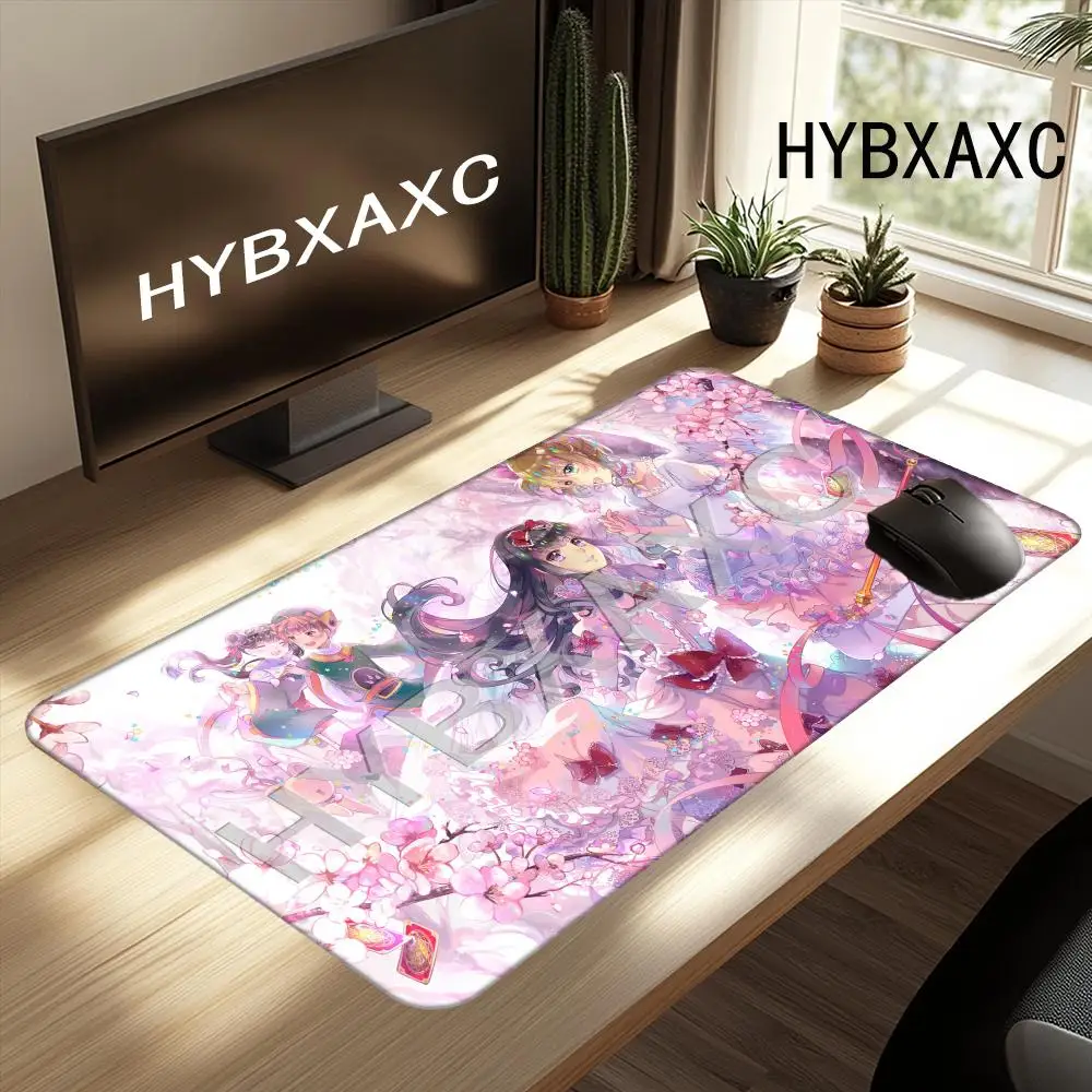 HYBXAXC C-Cardcaptor S-Sakura Pink Mouse Pad Desk Cute HD Desk Pad Extended Gaming Keyboard Mats Large XXL Gamer Mousepad 90x40