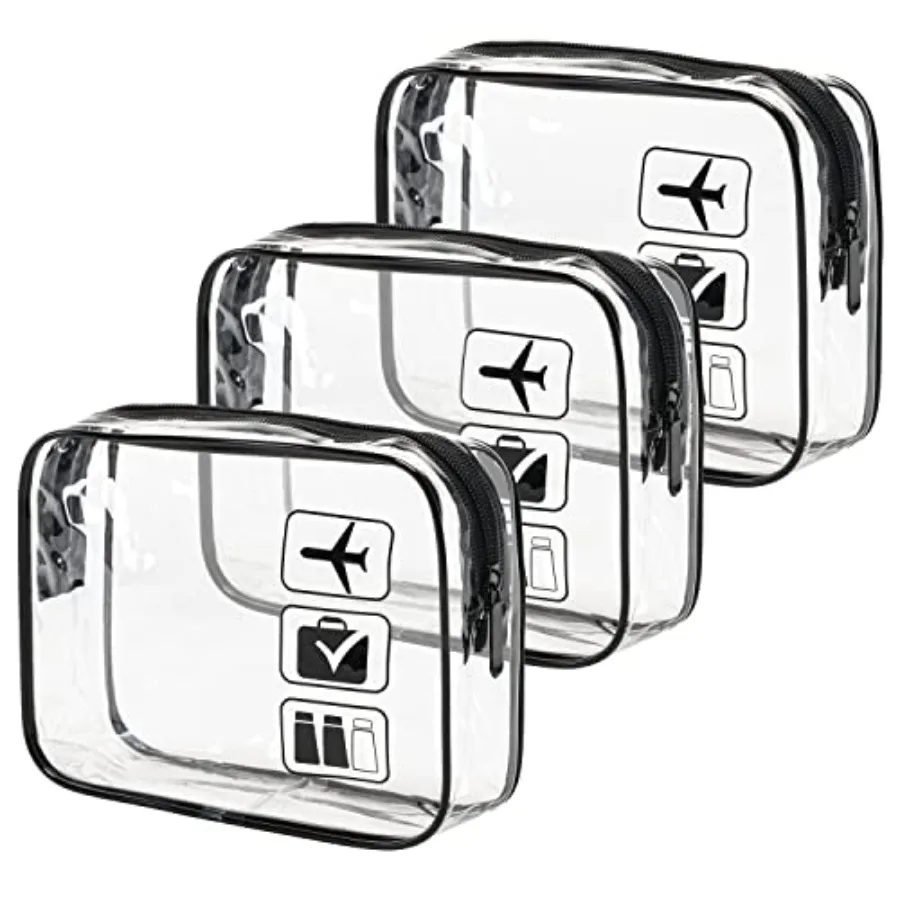 TSA Approved Toiletry Bag, 3 Pcs Clear Toiletries Bags Quart Size Travel Makeup Cosmetic Bag for Women Men, Carry on Airport Ai