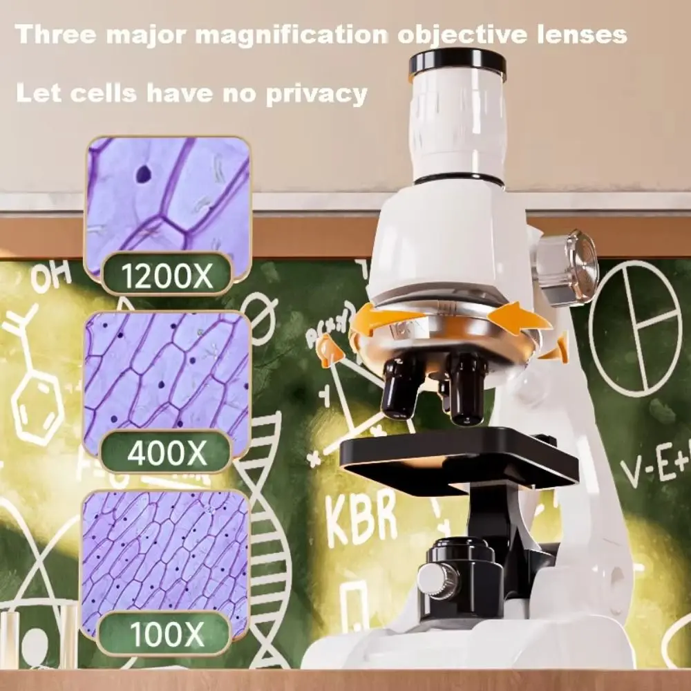 200x 600x 1200x Children Microscope Kit HD Adjustable Pocket Microscope Experimental Specimens Biological Science