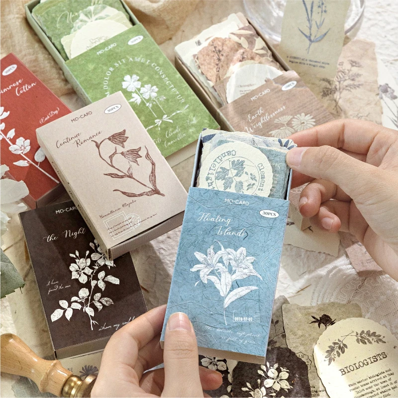Kawai Stationery Letterpress Embossed Color Box Note Stickers Forest Overture Series Light Retro Material Handbook Decoration