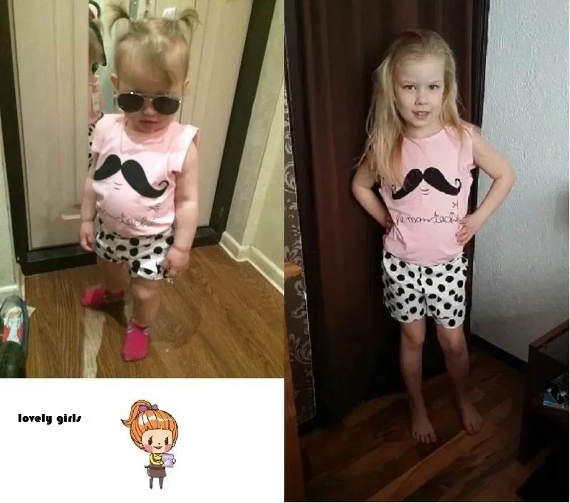 2 3 4 5 Years Baby Girls Summer Set Kids Girls Sleeveless Tops Loose Shorts 2pieces Suit Children Clothing Free Shipping