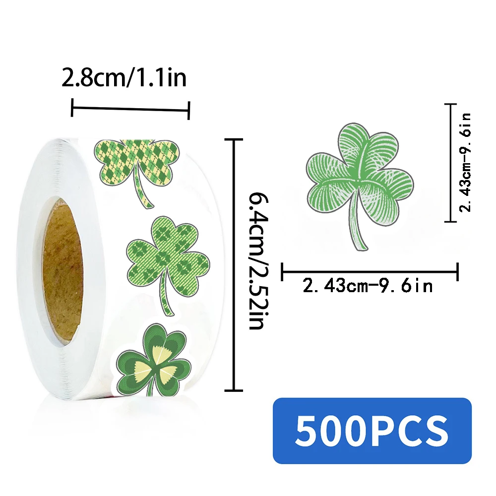 500 قطعة/لفة الحظ سانت باتريك DayStickers الهاتف الأخضر الكرتون مقاوم للماء دراجة الإبداعية دراجة الشارع الشهير الكتابة على الجدران ملصق #3