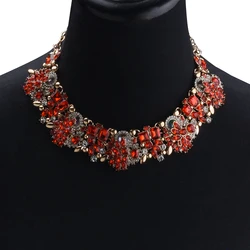 Fashion Colorful Crystal Rhinestone Large Collar Choker Necklace Women Indian Ethnic Statement Big Bib Necklace Wedding Jewelry