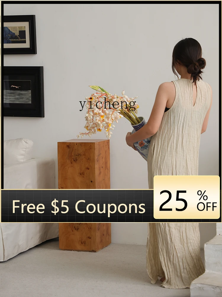 

DS Sculpture Table Wooden Base Stump Tree Bark Home Art Floor Ornament