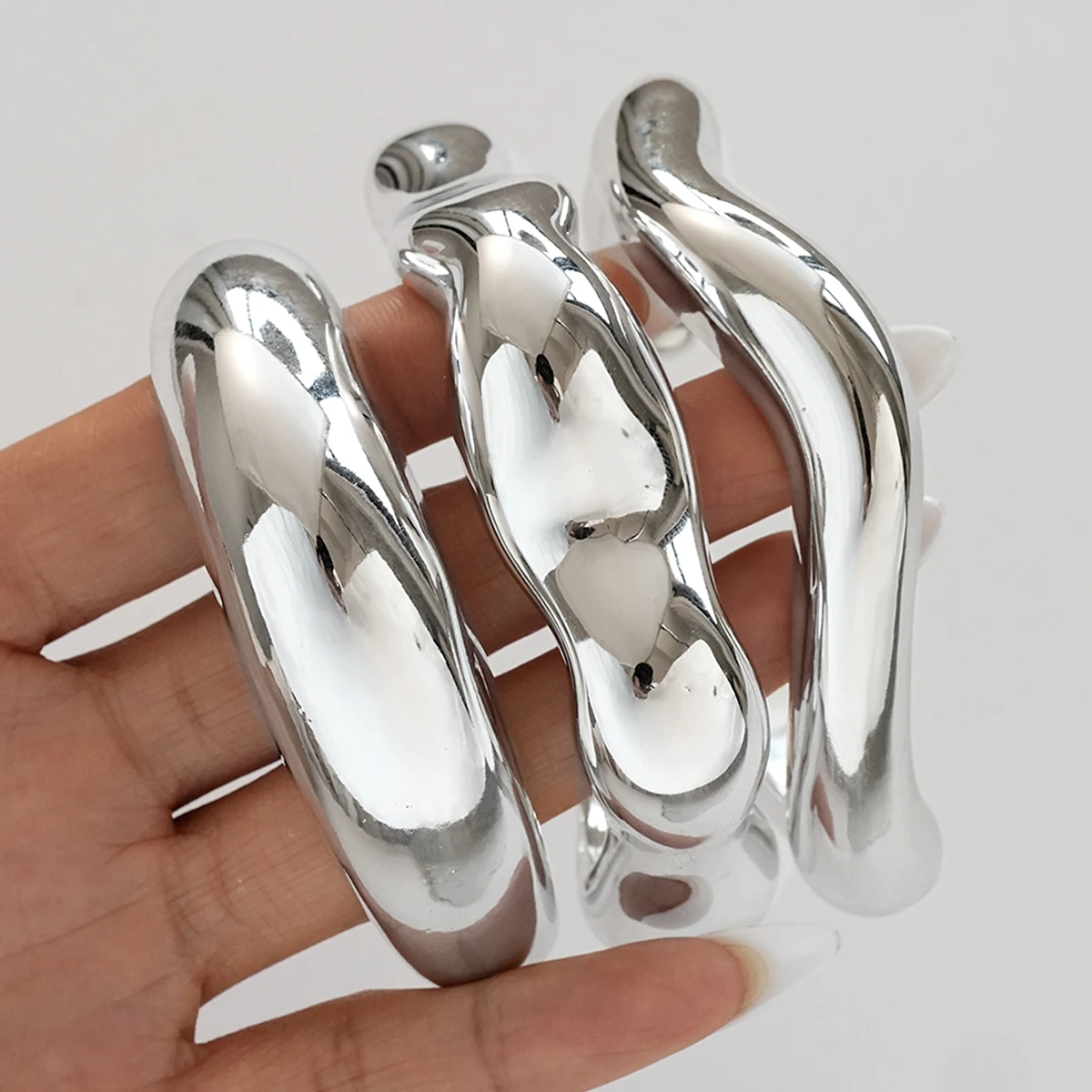 3 Stück Vintage Hip-Hop Metall-Armreifen für Frauen, Punk Gold Silber Farbe Geometrische Armreifen für Frauen, Armband, Herrenschmuck, Geschenke – Detail 6
