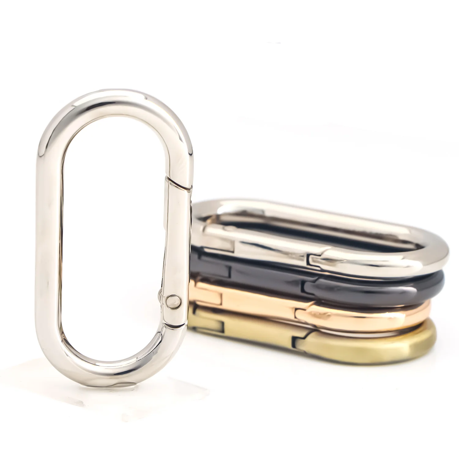 5 pièces Clips d'anneau à ressort ovale, Clip de sac à main porte-clés en métal, Clip d'anneau torique d'ouverture pour porte-clés pour hommes, sacs à dos, clés