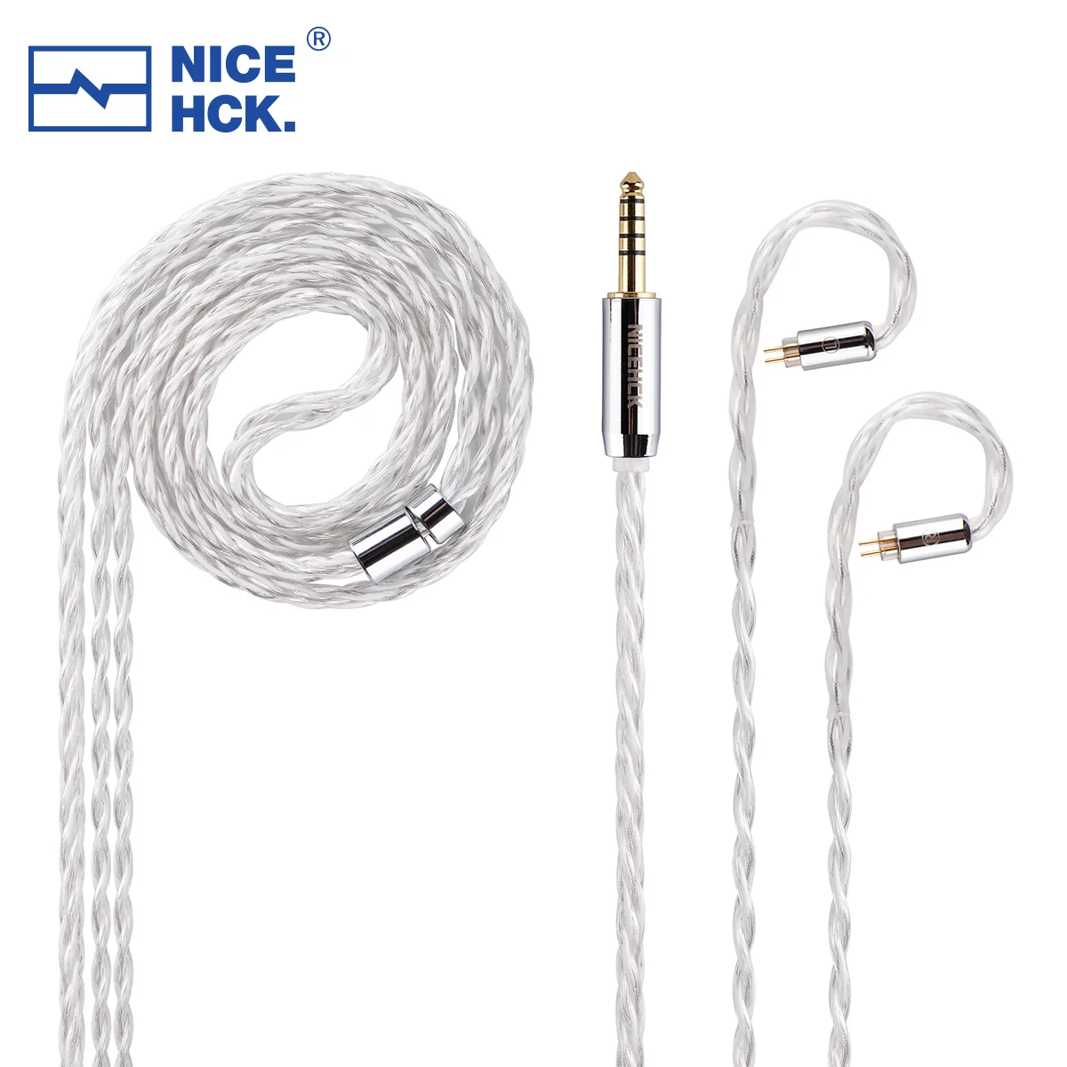 NICEHCK DeepSnow-Cable de actualización para Monitor de auriculares, Cable de cobre alemán Chapado en plata de 4 hebras MMCX/2 pines/QDC para DaVinci 4U DB2