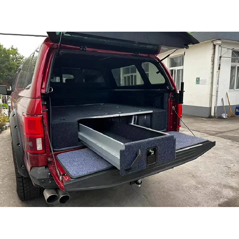 

Алюминиевая выдвижная система хранения для кемпинга на кузове пикапа 4x4 с выдвижными ящиками для F150