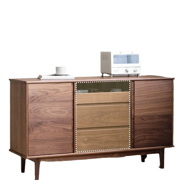 

Nordic simple black walnut dining side cabinet, living room display cabinet, bedroom storage cabinet