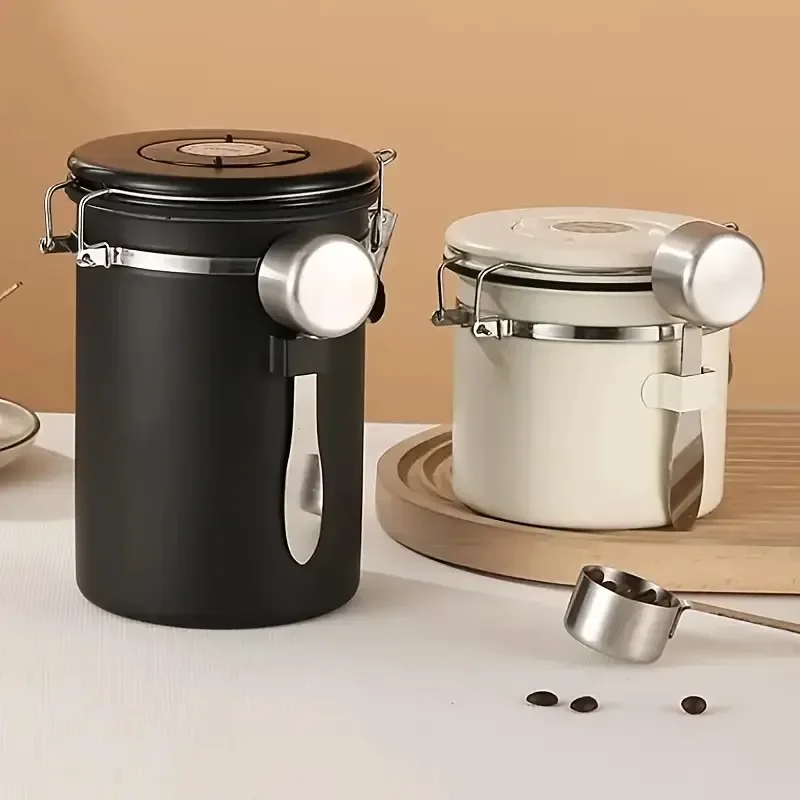 Contenedor de almacenamiento de alimentos para cocina, lata de granos de acero inoxidable, caja de almacenamiento sellada para granos de café, herramientas de cocina frescas
