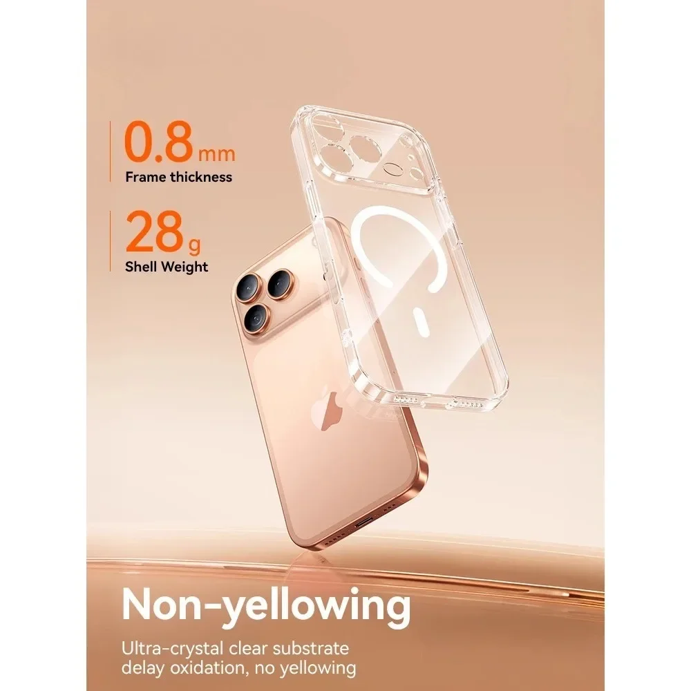 حافظة مغناطيسية جديدة لهاتف آيفون 17 برو ماكس حافظة مضادة للصفر غطاء شفاف لهاتف آيفون 17 برو ماكس غطاء رقيق للشحن اللاسلكي