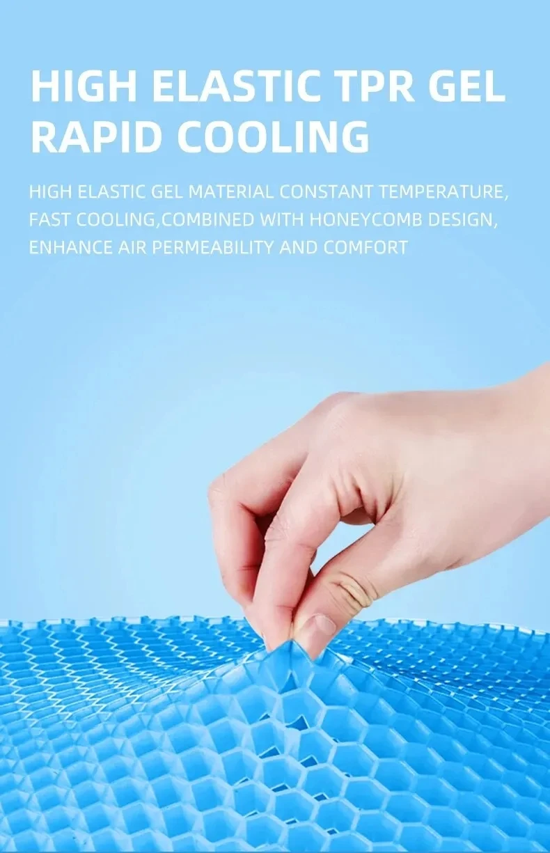 وسادة مقعد جل صيفية قابلة للتنفس بتصميم على شكل قرص العسل لتخفيف الضغط وآلام عظم الذنب في الظهر - كرسي متحرك للمكتب المنزلي والسيارات