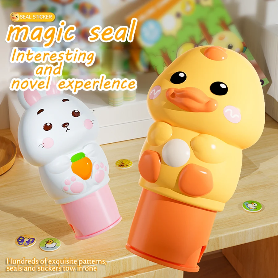 

Magic Cute Cartoon sticker Stamp Toy with Storybook Seamless Waterproof Stamp Toy Cute Unicorn animal sticker gift for children