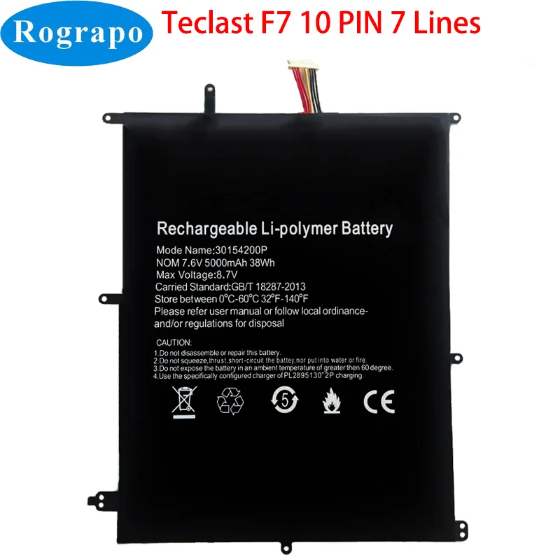 

New 5000mAh Teclast F7 Ultraportabil Laptop Notebook Battery 38Wh 7.6V With 7-Wire Plug