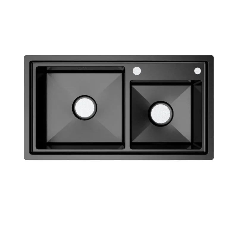 for Kitchen Sink Nano Black Double Slot Handmade Basin Concave Style Inner Foreign Trade Hot Selling Style Thickened