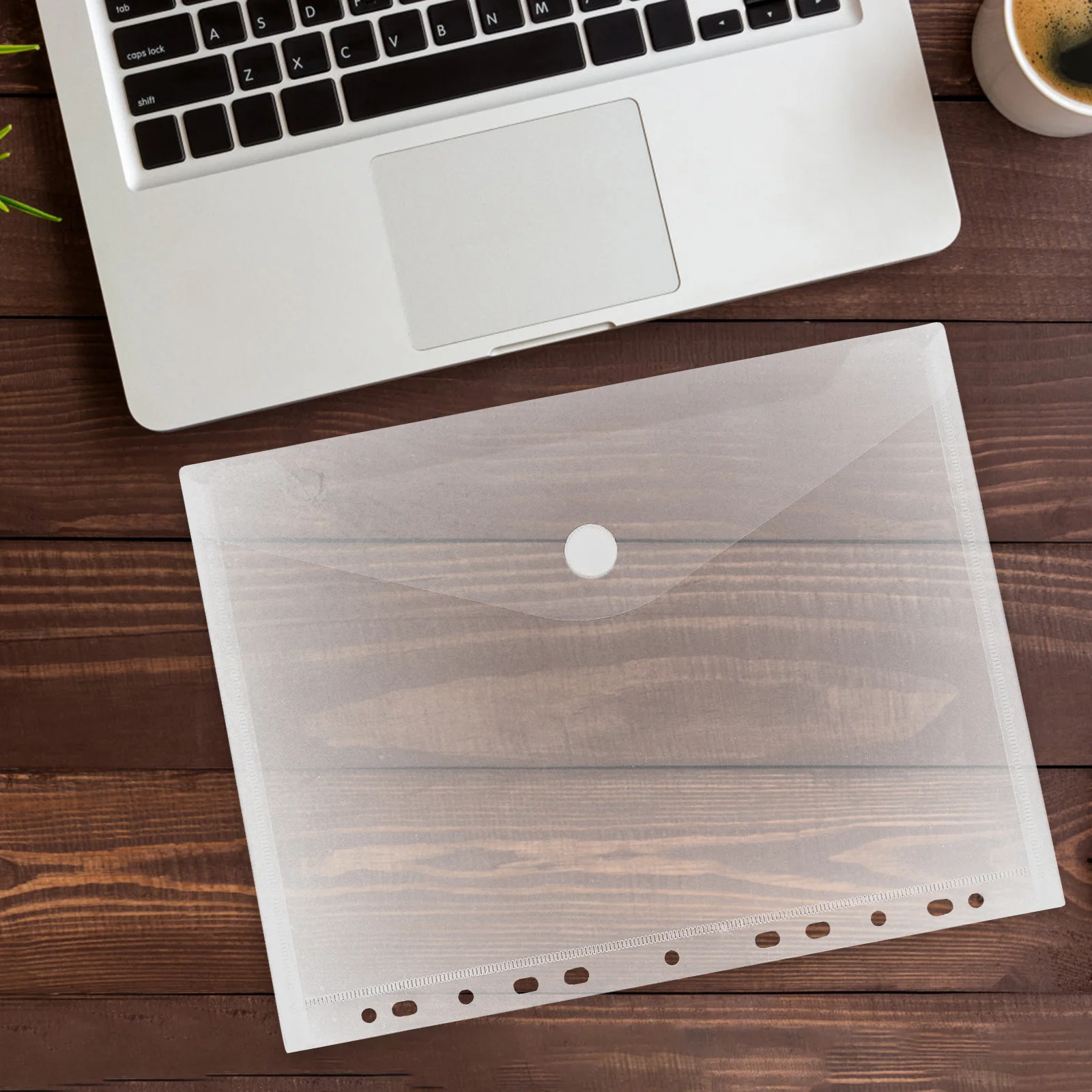 

4pcs Pocket Transparent Document Folder Sticker Button Design Portable Pvc File Storage Bag For Office School Stationery A4