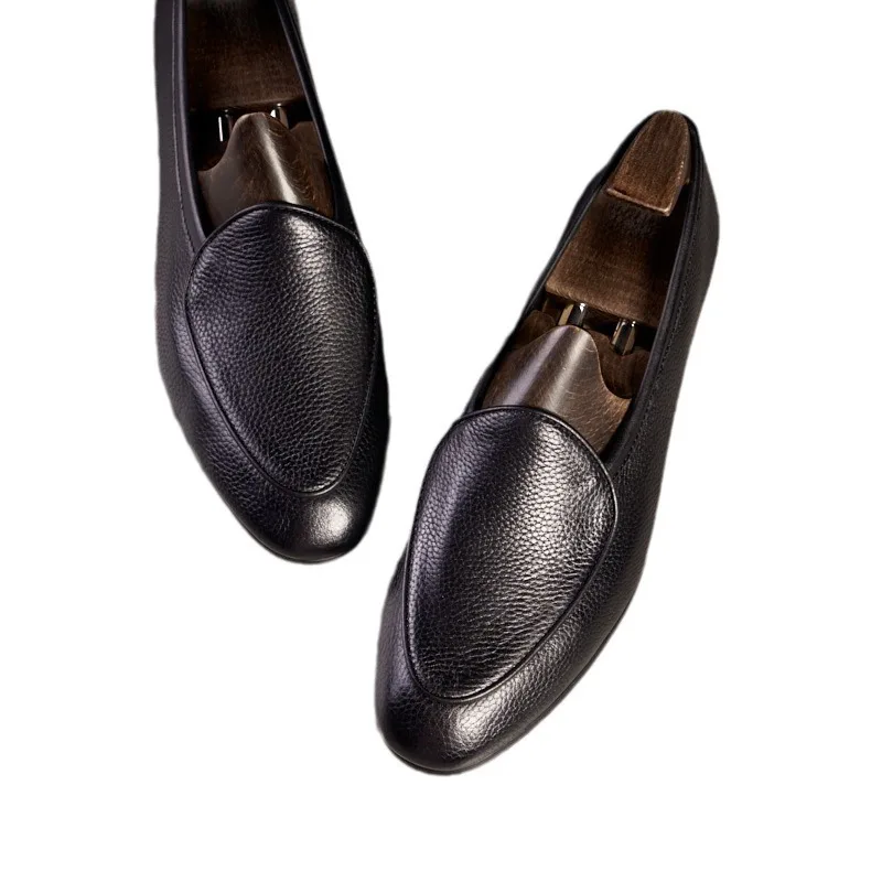 British Style Mens Genuine Leather Business Loafers Luxury Handmade 2026 Summer New Fashion Classic Slip on Casual Social Shoes