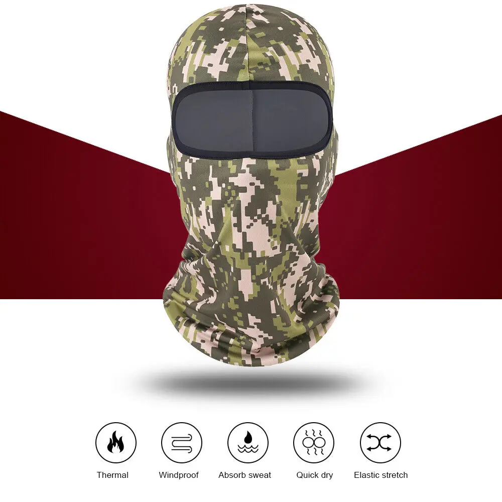 Tactical Military Camo Balaclava Ski Face Mask UV Protector for Man Women Hunting Fishing Motorcycle Windproof