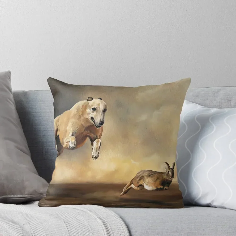 

Greyhound running a rabbit Throw Pillow Elastic Cover For Sofa Sitting Cushion Sofas Covers pillow