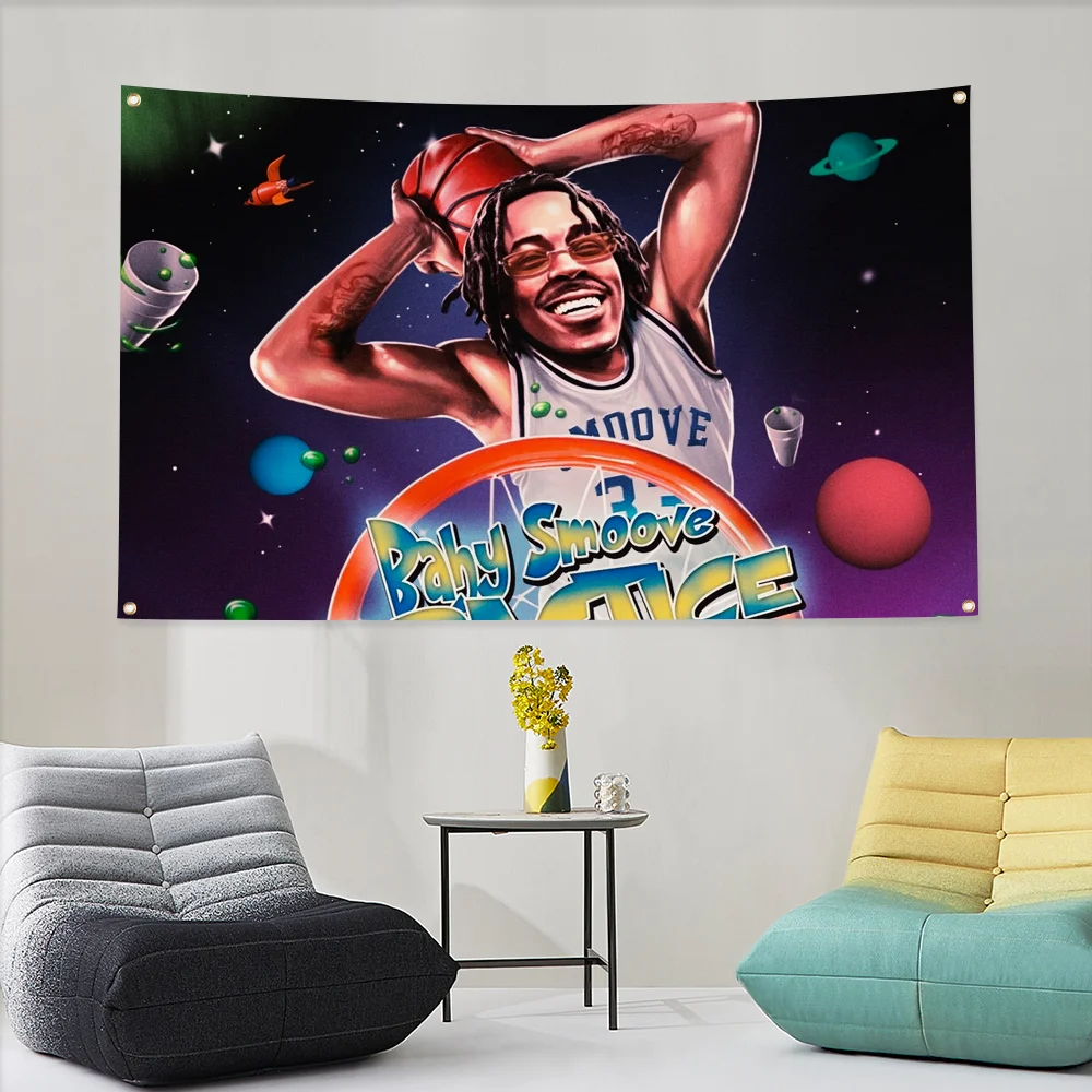 

Baby Smoove Fall Decor Rapper Custom Flag to Hang Tapestry Home Garden Flags for Bedrooms Outdoor Decoration Banners Accessories