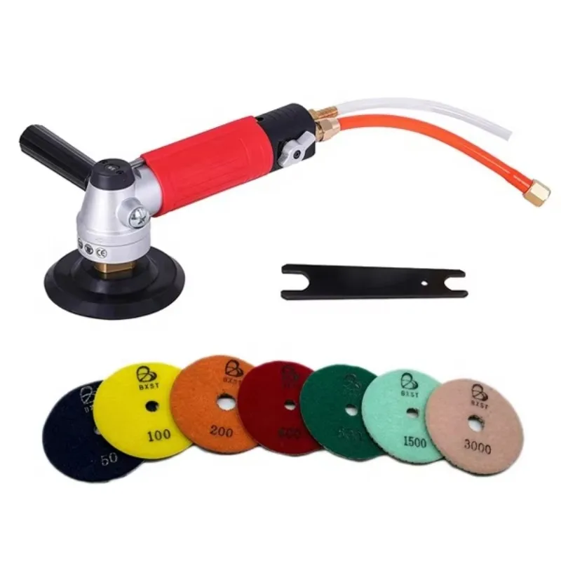 

4\" Pneumatic Water Sander 4500Rpm Air Wet Polisher/Grinder 7 Pieces Wet/Dry Polishing Pads For Granite Concrete Marble OEM