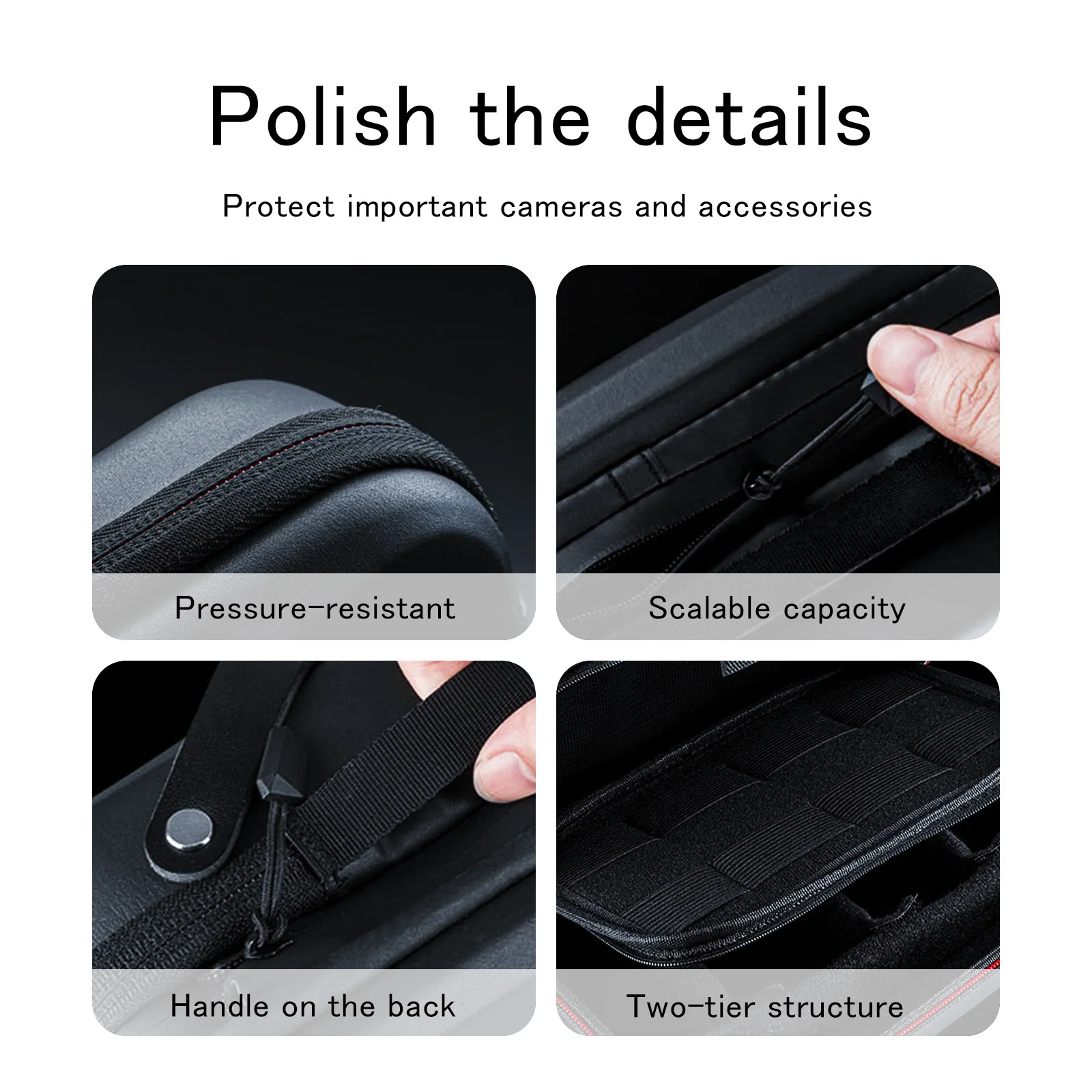 TELESIN Waterproof Carry Adjustable Storage Bag for GoPro Hero13 12 11 10 9 8 DJI OSMO Insta360 SJCAM PU Material Anti-Knock Bag