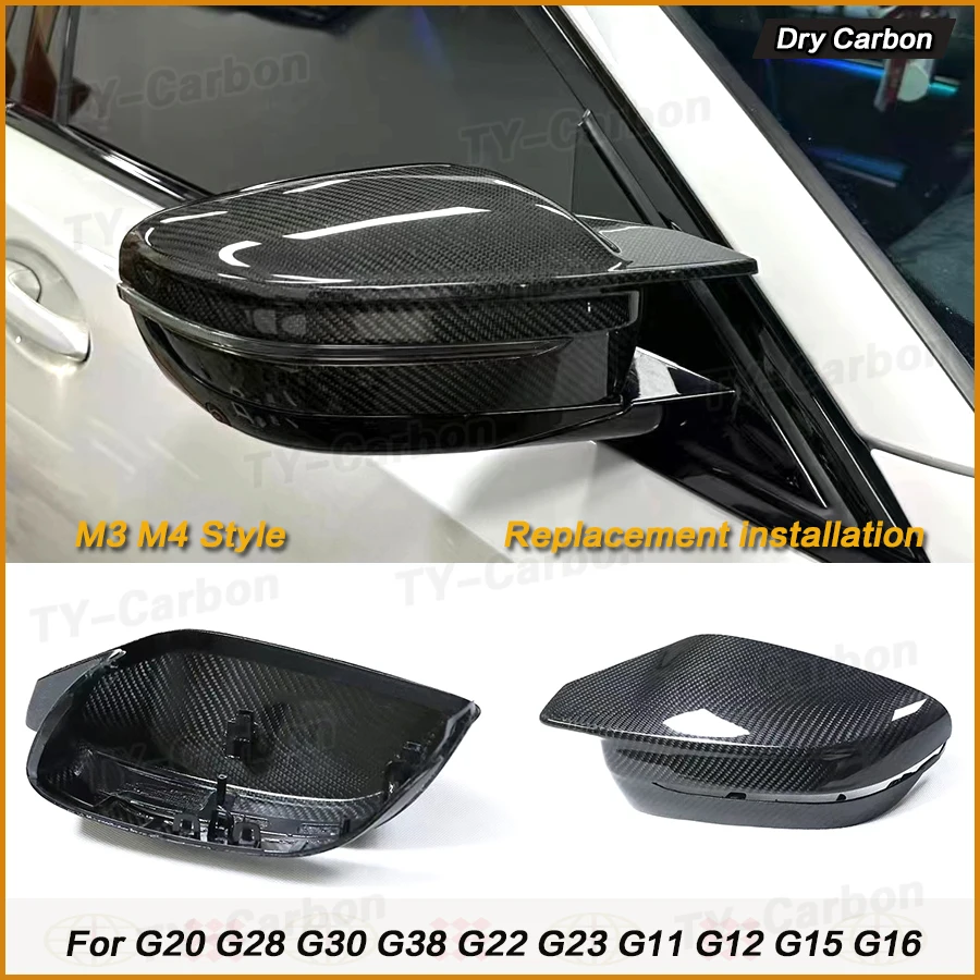 Dry Carbon Fiber Replace car view mirror cover For BMW 2 3 4 5 7 8Series G42 G20 G28 G30 G38 G22 G23 G11 G12 G15 G16 M3 M4 Style