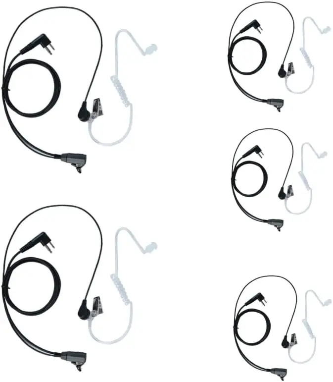 5 Pack Walkie Talkie Earpiece Headset PTT MIC for Motorola 2 Way Radio 2 Pin CP185 CP200 CLS1410 CLS1110 MAGONE BPR40 BC130 DLR1