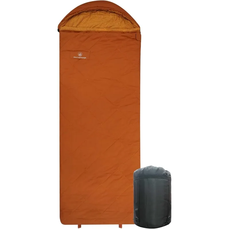 

100% Cotton Shell and Lining Sleeping Bag for Adult Cold Weather with Compression Bag&Carry Bag for Camping,