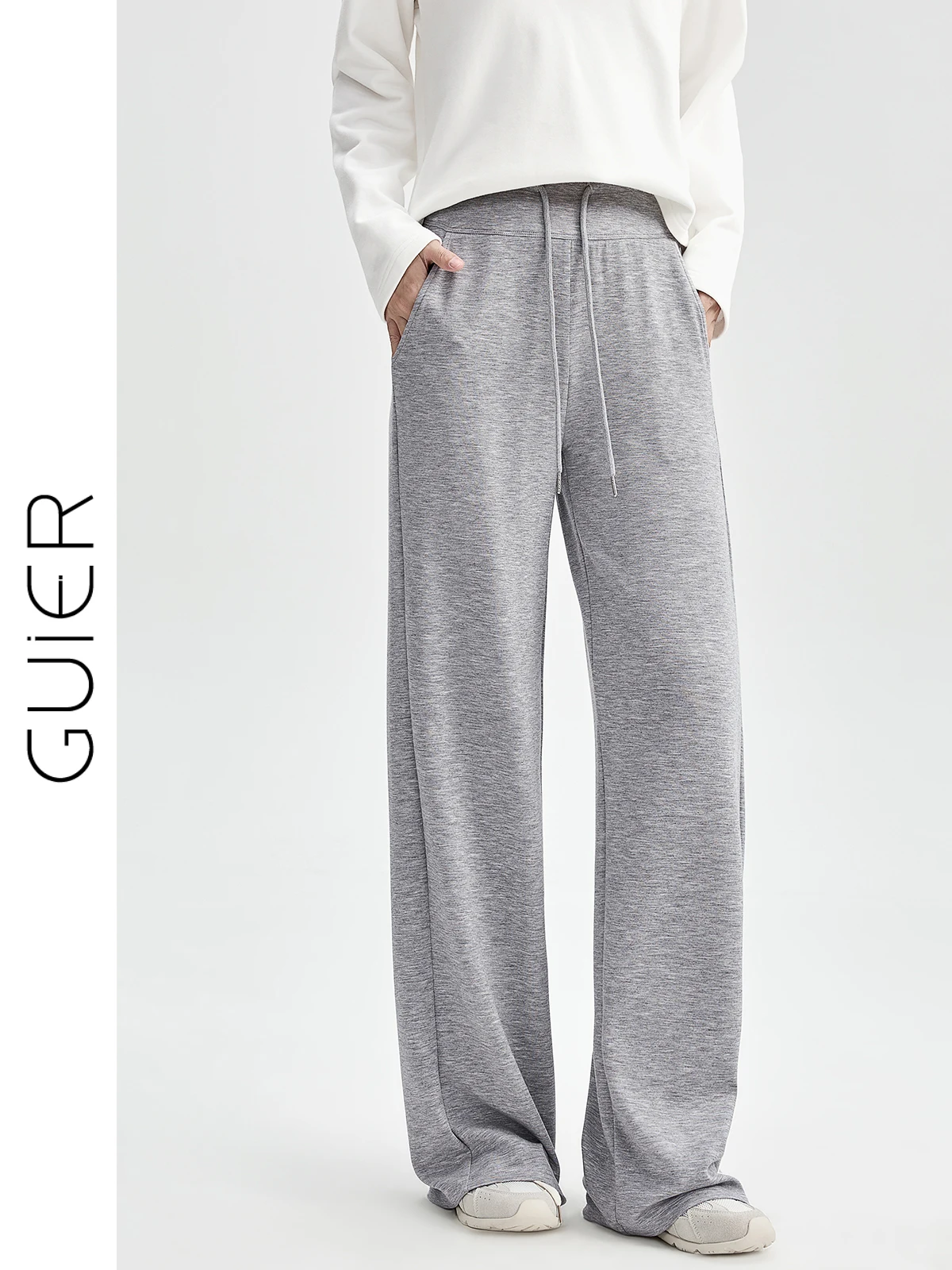 

ey Straight Leg Casual Pants Women's High Waist Drapey Slimming Loose Sports Trousers Autumn New Sle Comfortable Fit