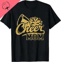 Cheer Mom Biggest Fan Cheerleader Cheerleading Mother's Day T-Shirt Cotton  Custom Printed Graphic T Shirts Camiseta Hombre