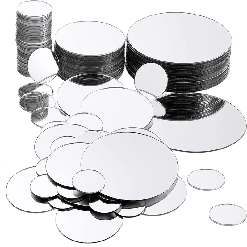 40 PCS Mini Size Round Mirror Small Round Mirror Adhesive Mirror Round Craft Mirror Tiles For Crafts