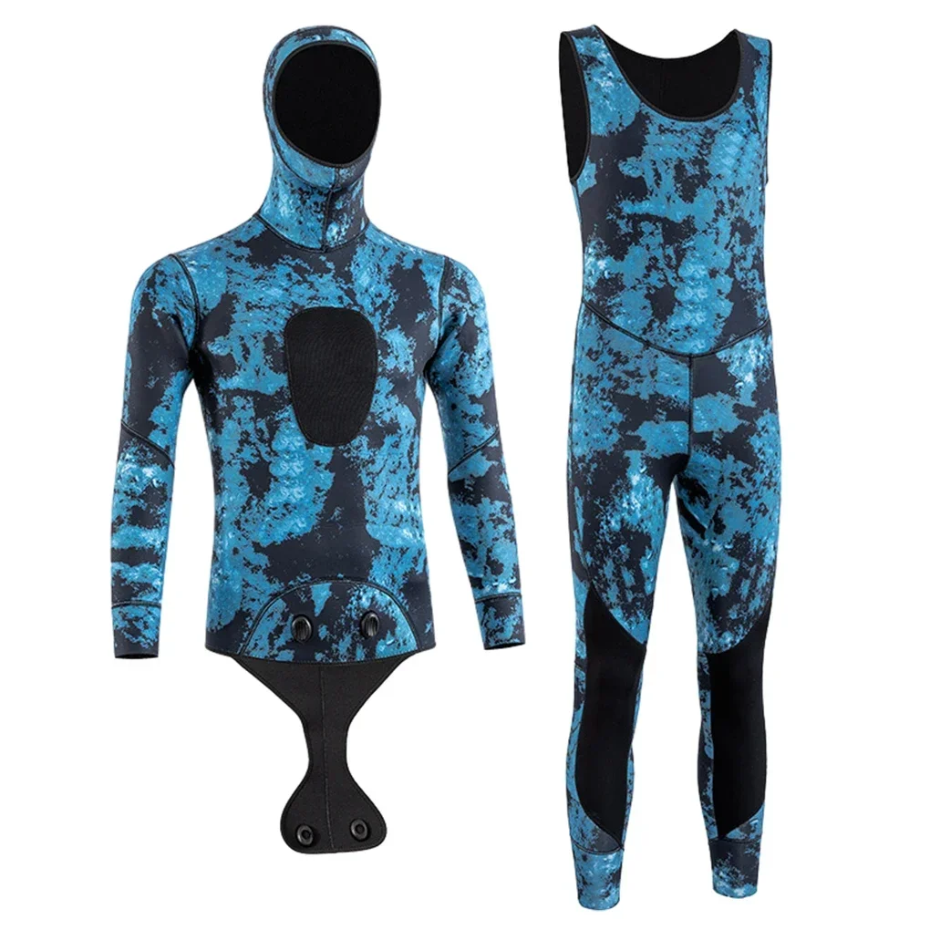 Professional Diving Suit Men’s Deep Diving Warm Wetsuit Cold-Proof 3mm Thickened One-Piece Snorkeling Fishing and Hunting Suit