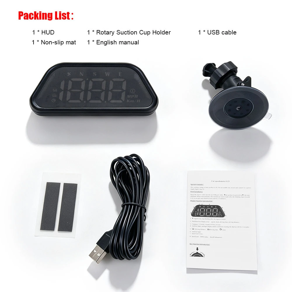 G23 Universal Digital GPS Speedometer HD LCD Color Font Car HUD Multi‑Functional Tester Head‑Up Display Vehicle Accessory