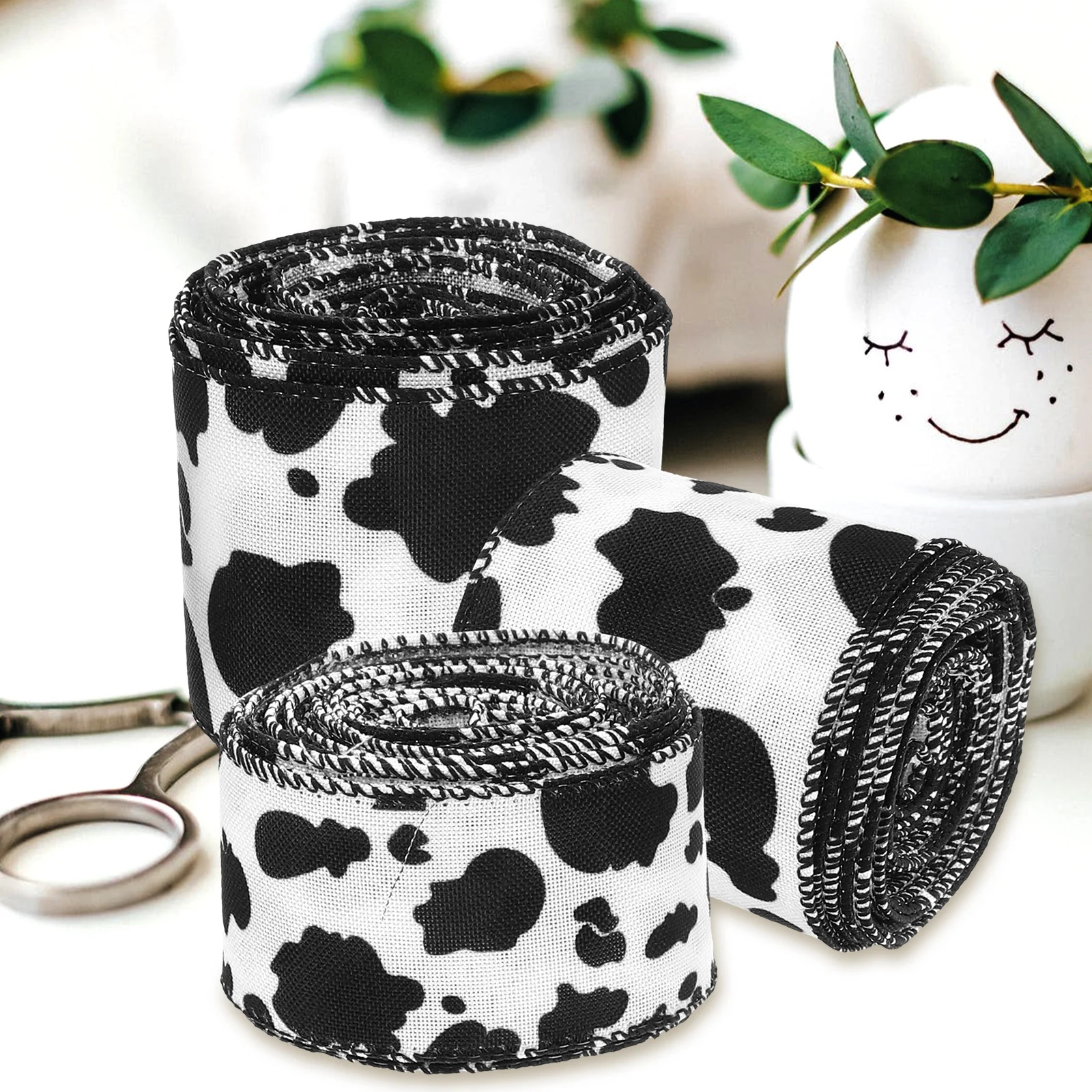 

Cow Print Ribbon 3 Rolls DIY Decoration Gift Wrapping Crafts Making Polyester Ribbon Roll Long Enough Birthday Parties Festivals
