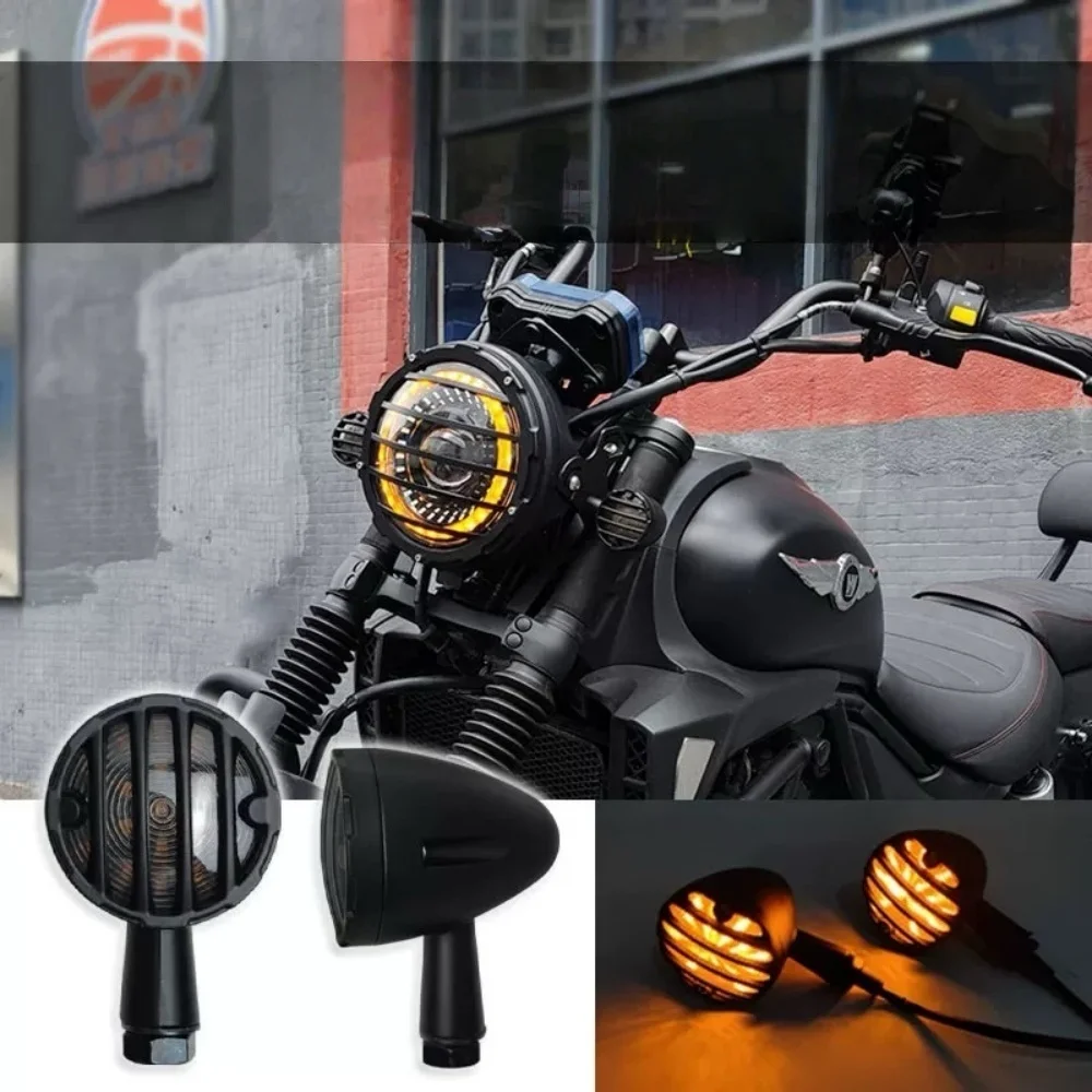 【Perfect fit】For Haojue TR300 motorcycle retro turn signal LED modified Mavericks front and rear turn signal lights