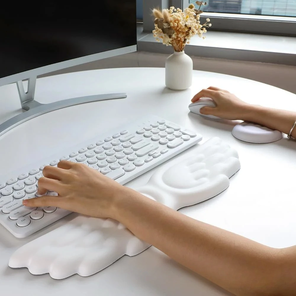 Tapis de souris ergonomique pour clavier d'ange, repose-poignet et tapis de souris, réduit la douleur au poignet, pour le bureau et les jeux, aile d'ange, mémoire pour