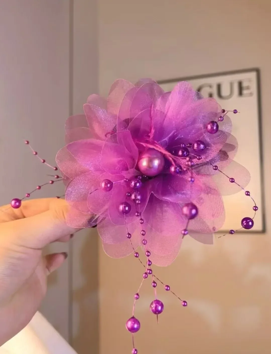 

Fashion Elegant Mesh Flower Hair Claws Grab Pearl Tassel Women Shark Ponytail Hair Clips Hairpins Hair Accessories Headdress