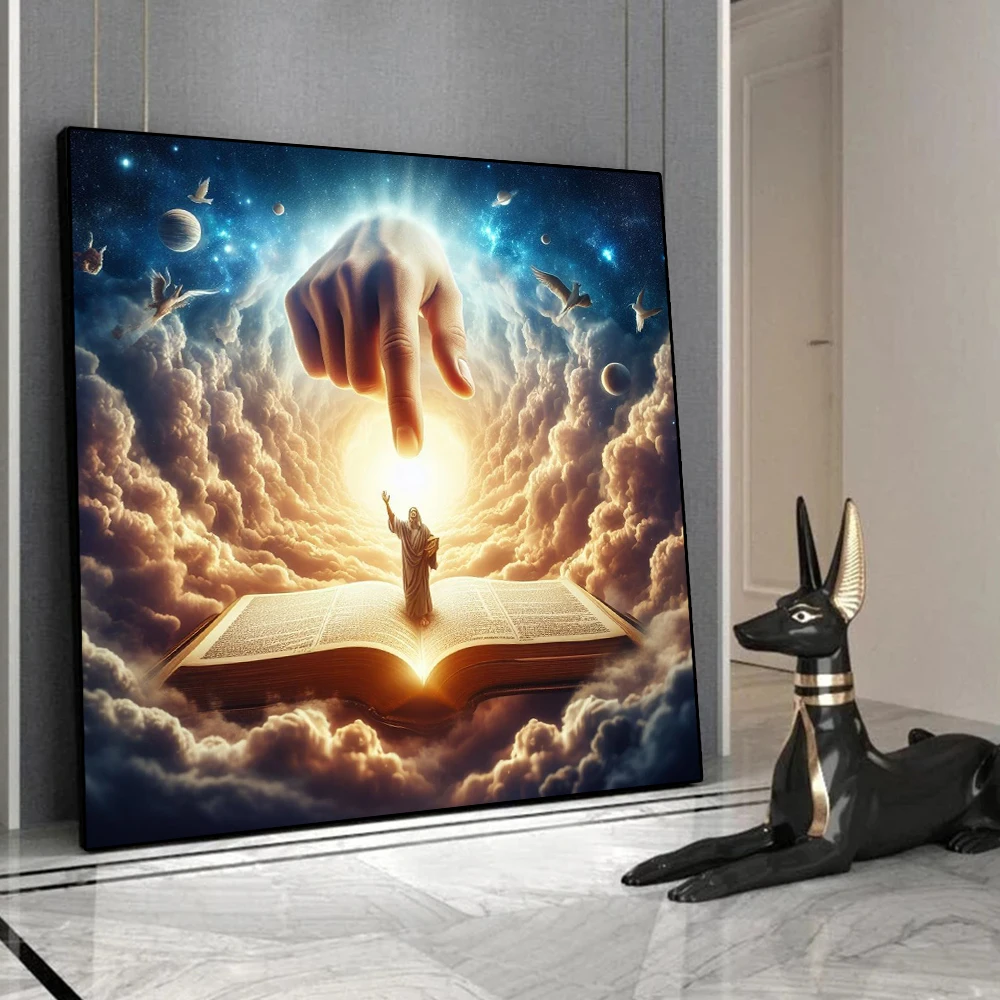 Abstract Christian Bible Poster Print Holy Jesus and Lion Canvas Painting Wall Art Religious Christian Living Room Home Decor