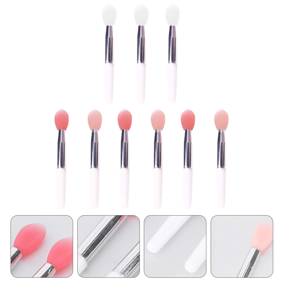 

9 Pcs Silicone Lip Brush for Lipstick Easy to Carry Travel Size Professional Home Use Perfect Gift Lip Spoon Makeup Tool
