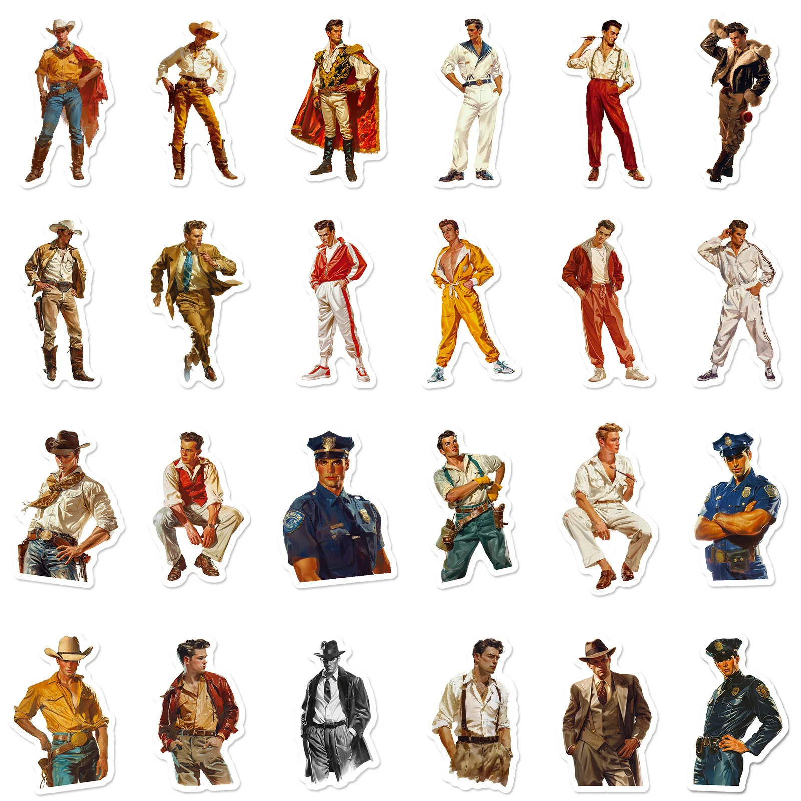 10/50 SZTUK Retro Profesjonalny Męski Naklejka z Muskularnym Mężczyzną Graffiti Personalizowana Dekoracja Kubek na Wodę Biurko Wodoodporna Naklejka Zabawka