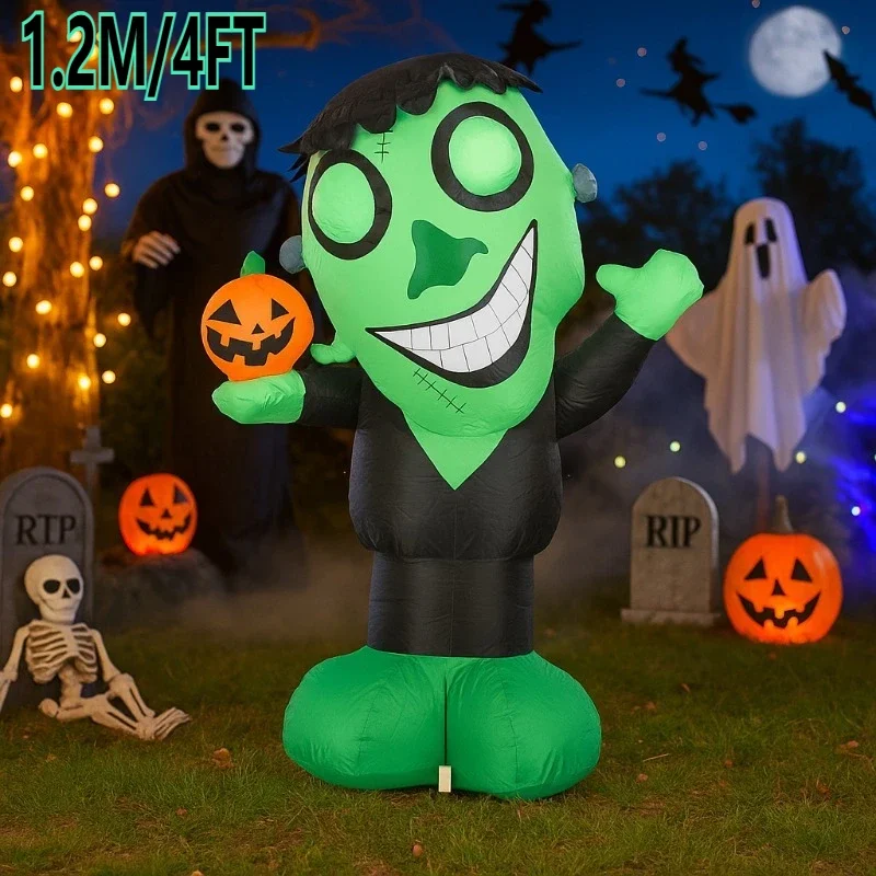 

1,2 м/4 фута надувные игрушки Хэллоуин зеленая голова призраки встроенные светодиодные украшения двор двор дома Хэллоуин уличный декор