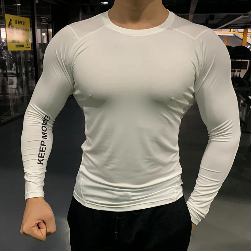 Running Sport T Shirts Men Compresison Long Sleeve Tops Fitness T-shirts Gym Training Sportswear Male Outdoor Workout Tee Top