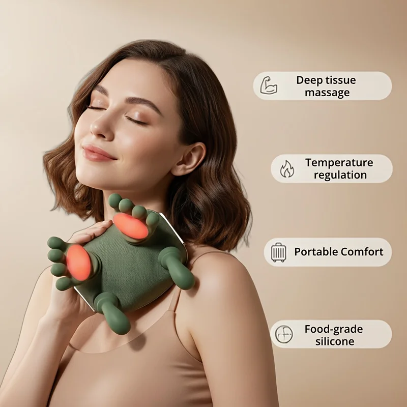 Simulated wireless hand massager, ergonomic neck and shoulder massager, suitable for family travel, USB charging view 2