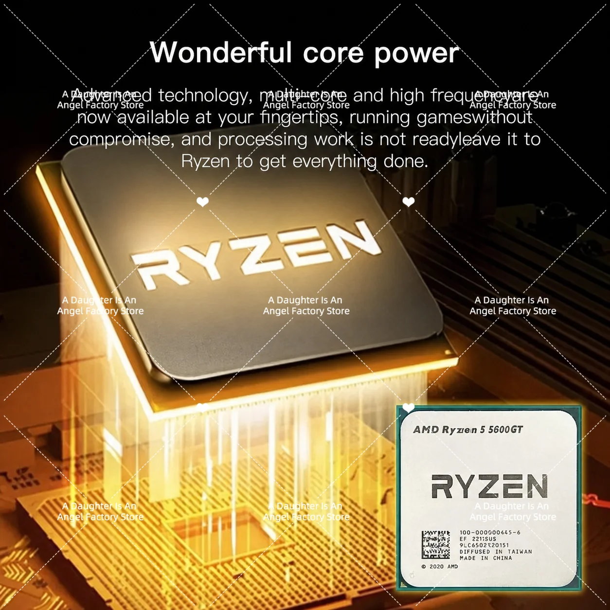 R5 5600GT/5600/5600g  3.6 GHz 6-Core 12 Thread CPU Processor 7NM L3=16M，Slot AM4 Fanless New AMD Ryzen 5 5600GT